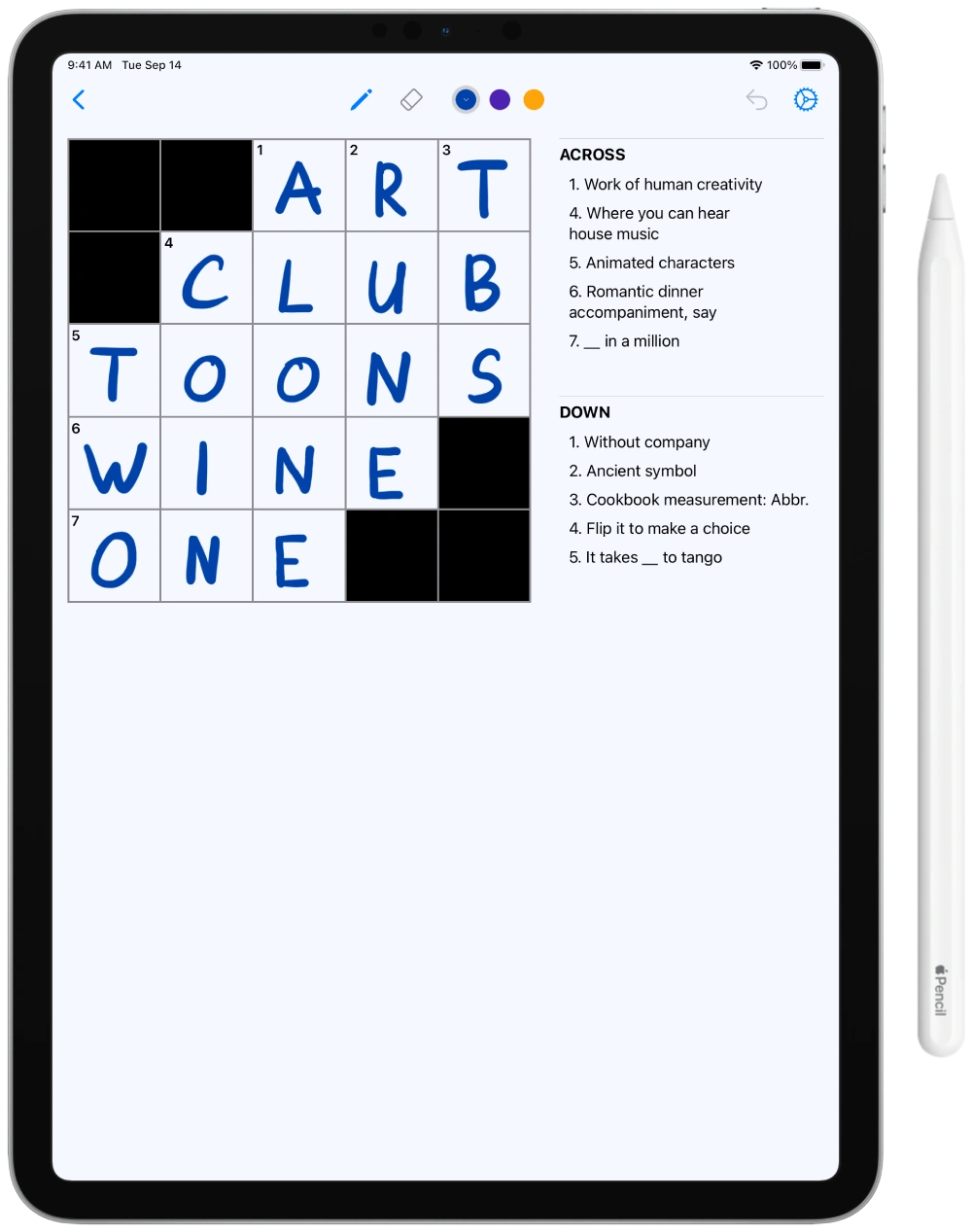 Crossword Flow – solve crosswords with your Apple Pencil
